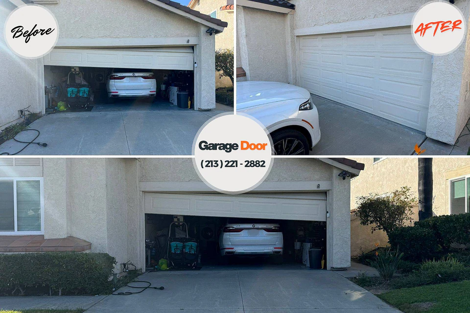 Before and after: garage door repair Noble, OK